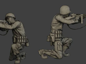 american soldier ww2 shoot crouch2 a12 3D Print Model