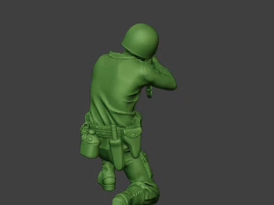 american soldier ww2 shoot crouch2 a12 3D Print Model