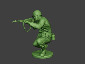 american soldier ww2 shoot crouch3 a12 Model do druku 3D