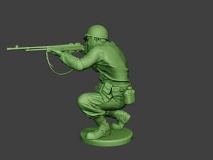 american soldier ww2 shoot crouch3 a12 Model do druku 3D