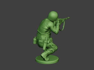 american soldier ww2 shoot crouch3 a12 Model do druku 3D