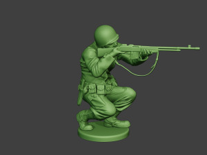 american soldier ww2 shoot crouch3 a12 Model do druku 3D