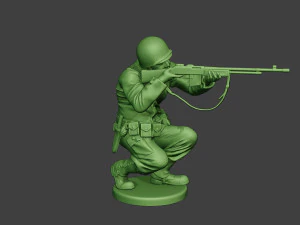 american soldier ww2 shoot crouch3 a12 3D Print Model