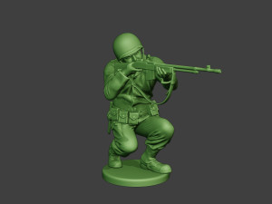american soldier ww2 shoot crouch3 a12 Model do druku 3D
