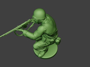 american soldier ww2 shoot crouch3 a12 Model do druku 3D