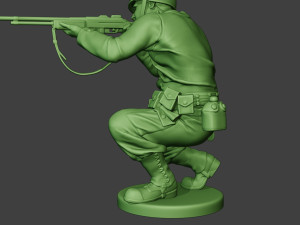 american soldier ww2 shoot crouch3 a12 Model do druku 3D