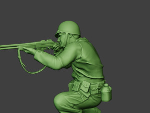 american soldier ww2 shoot crouch3 a12 Model do druku 3D