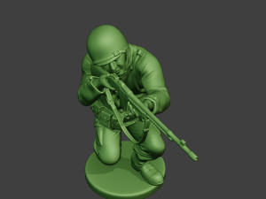 american soldier ww2 shoot crouch3 a12 Model do druku 3D