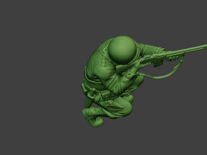 american soldier ww2 shoot crouch3 a12 Model do druku 3D