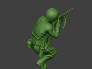 american soldier ww2 shoot crouch3 a12 Model do druku 3D