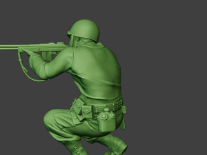 american soldier ww2 shoot crouch3 a12 Model do druku 3D