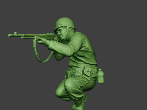 american soldier ww2 shoot crouch3 a12 Model do druku 3D