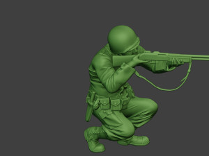 american soldier ww2 shoot crouch3 a12 Model do druku 3D