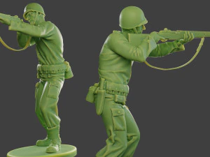 american soldier ww2 shoot stand a12 3D Print Model