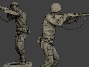 american soldier ww2 shoot stand a12 3D Print Model