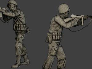 american soldier ww2 shoot stand2 a12 3D Print Model
