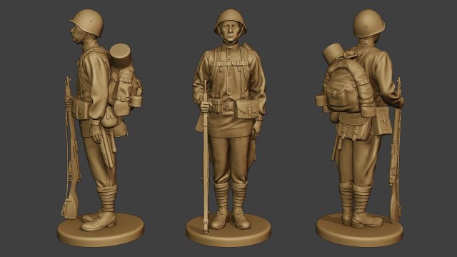 russian soldier ww2 attention r1 Modèles 3D en vedette .c4d .max .obj .3ds .fbx .stl .blend 