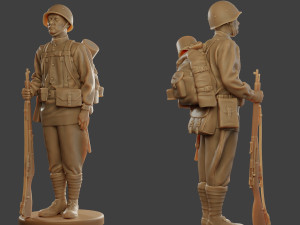 russian soldier ww2 attention r1 Modèles 3D en vedette