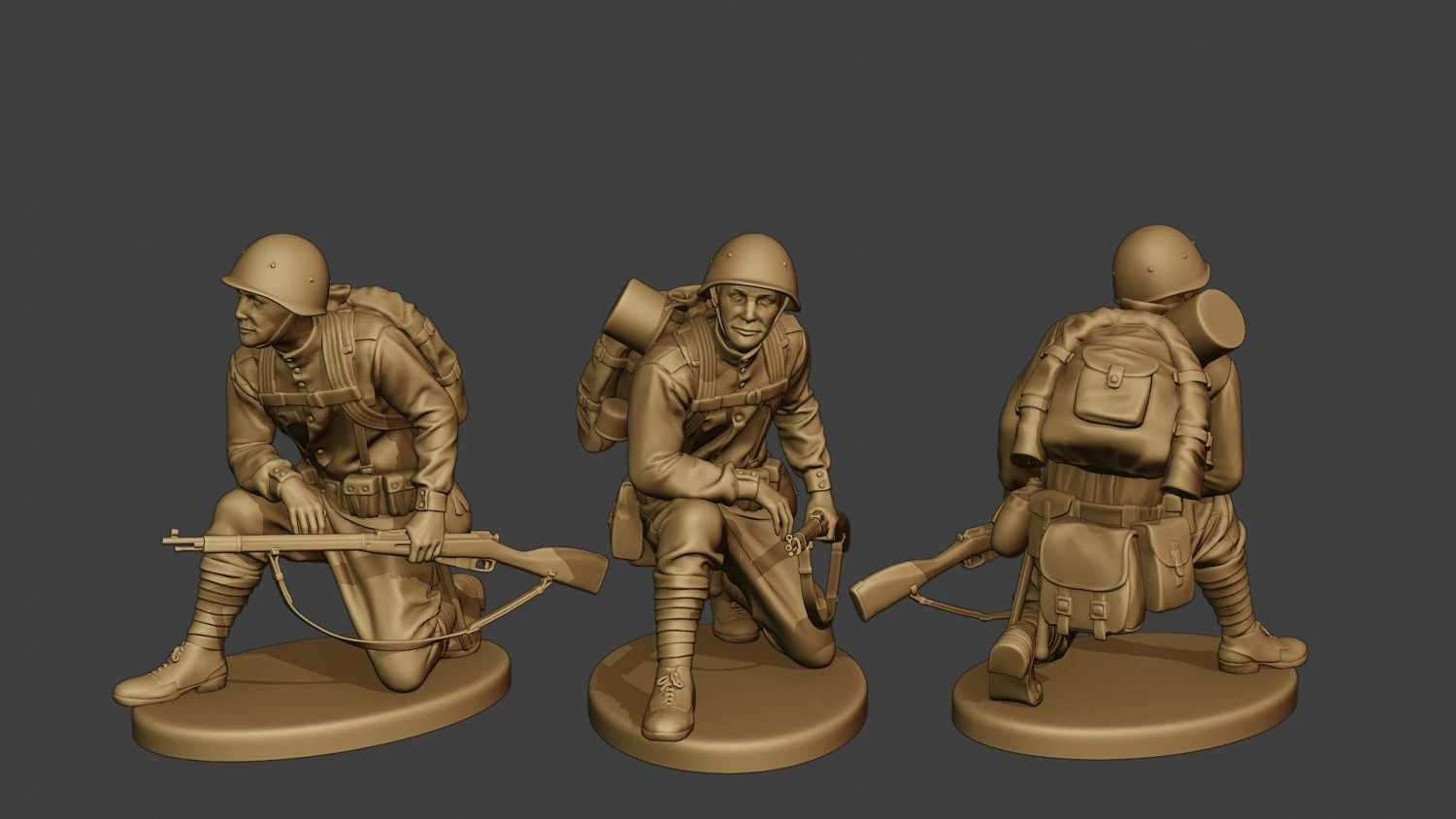 russian soldier ww2 crouch r1 3D Print Model .c4d .max .obj .3ds .fbx .stl .blend 