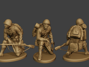 russian soldier ww2 crouch r1 3D Print Model