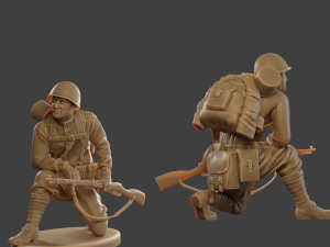 russian soldier ww2 crouch r1 3D Print Model