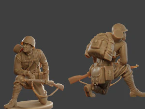 russian soldier ww2 crouch r1 3D Print Model