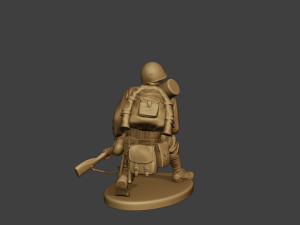 russian soldier ww2 crouch r1 3D Print Model