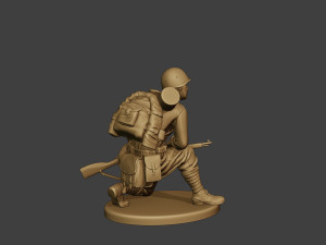 russian soldier ww2 crouch r1 3D Print Model