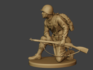 russian soldier ww2 crouch r1 3D Print Model