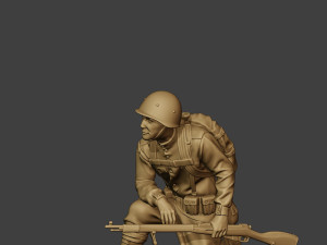 russian soldier ww2 crouch r1 3D Print Model
