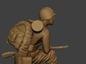 russian soldier ww2 crouch r1 3D Print Model