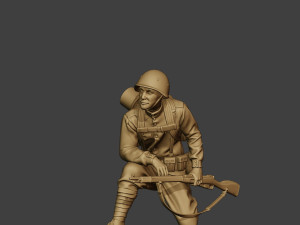 russian soldier ww2 crouch r1 3D Print Model