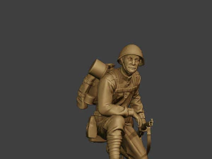 russian soldier ww2 crouch r1 3D Print Model