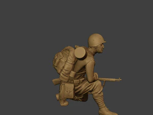 russian soldier ww2 crouch r1 3D Print Model