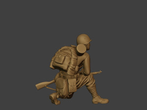 russian soldier ww2 crouch r1 3D Print Model