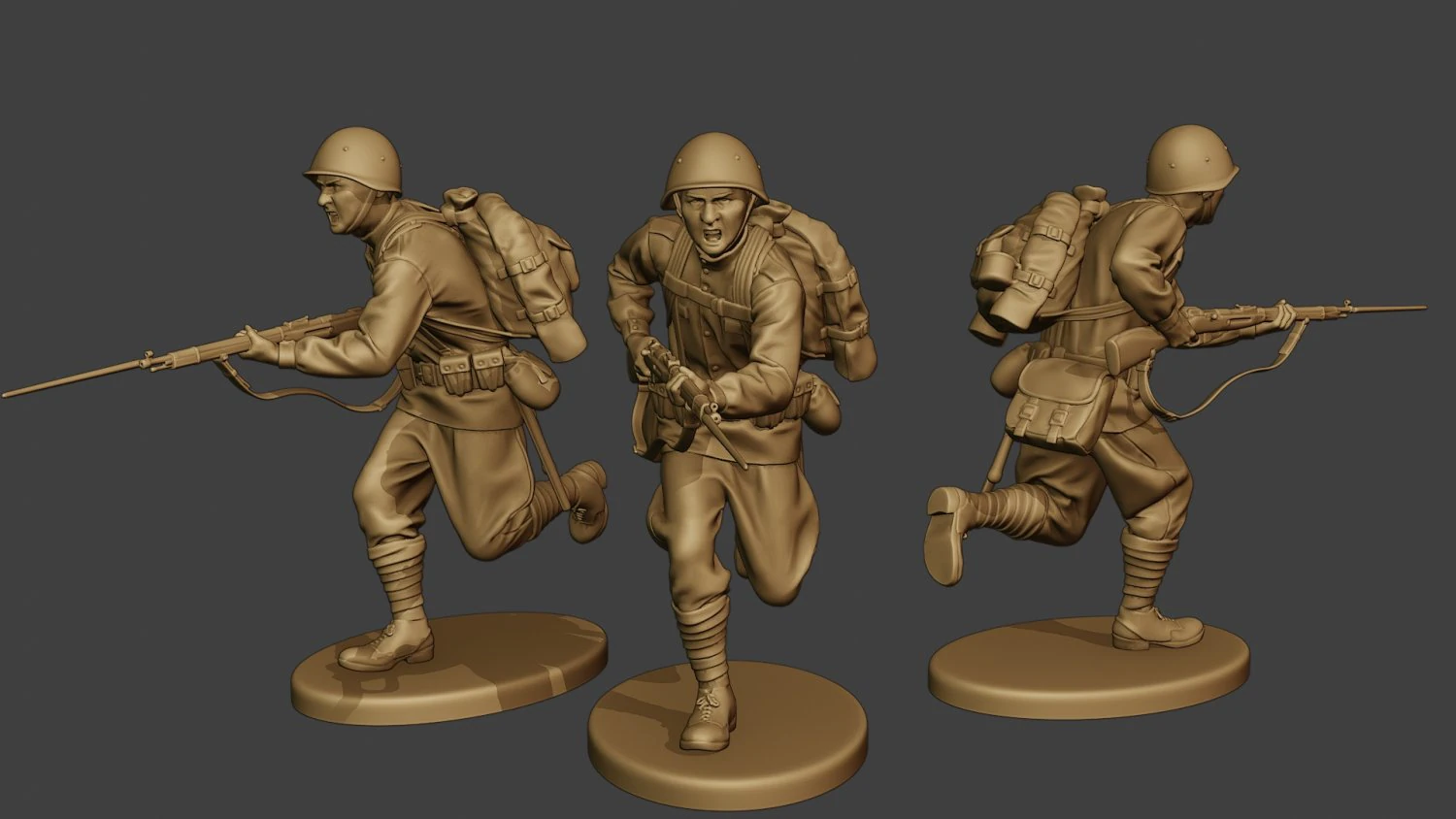 russian soldier ww2 run r1 3D Print Model .c4d .max .obj .3ds .fbx .stl .blend