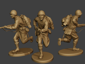 russian soldier ww2 run r1 3D Print Model