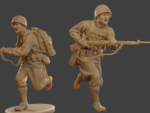 russian soldier ww2 run r1 Model Cetak 3D