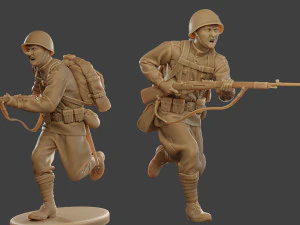 russian soldier ww2 run r1 3D Print Model
