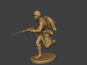 russian soldier ww2 run r1 3D Print Model