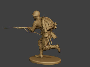 russian soldier ww2 run r1 Model Cetak 3D