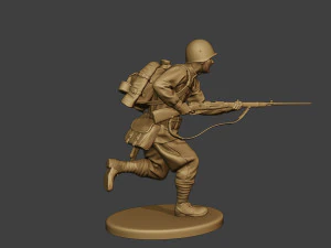 russian soldier ww2 run r1 3D Print Model