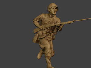 russian soldier ww2 run r1 3D Print Model