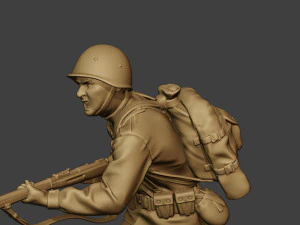 russian soldier ww2 run r1 3D Print Model