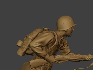 russian soldier ww2 run r1 3D Print Model