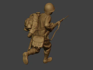 russian soldier ww2 run r1 3D Print Model