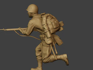 russian soldier ww2 run r1 3D Print Model