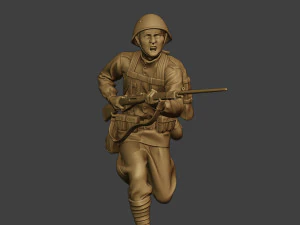 russian soldier ww2 run r1 3D Print Model
