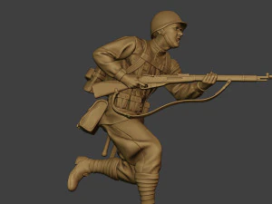 russian soldier ww2 run r1 3D Print Model