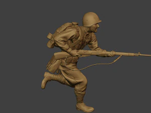 russian soldier ww2 run r1 3D Print Model